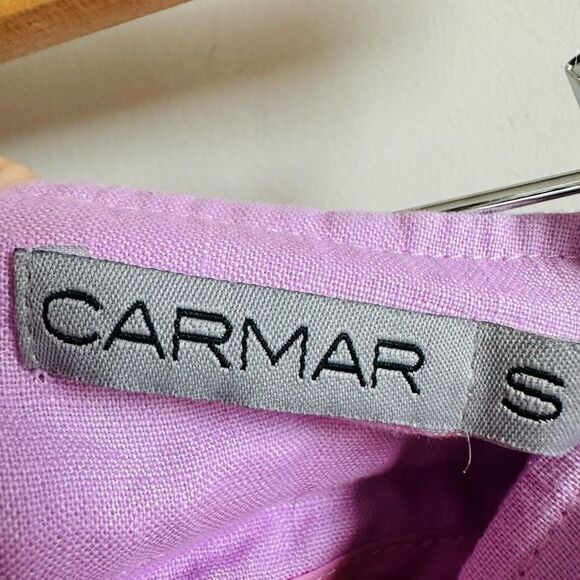 CARMAR Lavender Linen Mini Skirt with Belted Waist – Size Small - Picture 4 of 8